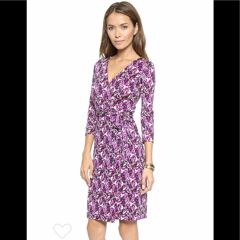 Diane Von Furstenberg DVF Plum Leopard Wrap Dress